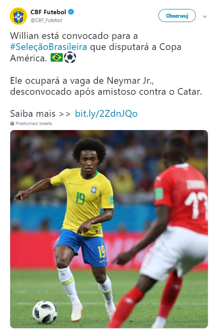 Willian powołany na Copa America za kontuzjowanego Neymara!